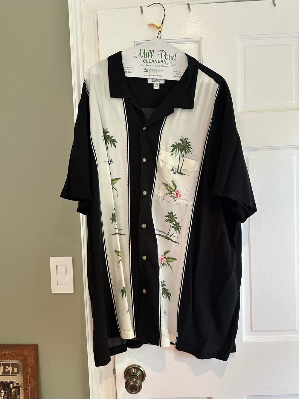 croft & barrow Black and White Camp Shirt with Palm Print